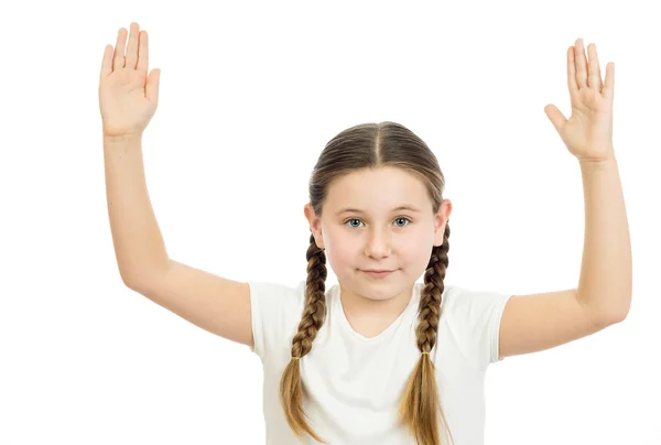 Eller başının üzerine yerleştiren kız