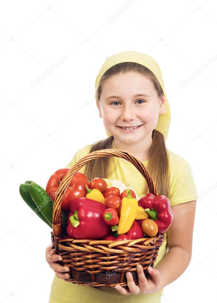 the girl with vegetables