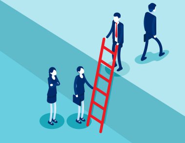 İş adamı ortak bir hedefe ulaşmak için etkileşim içindedir. İş Isometric