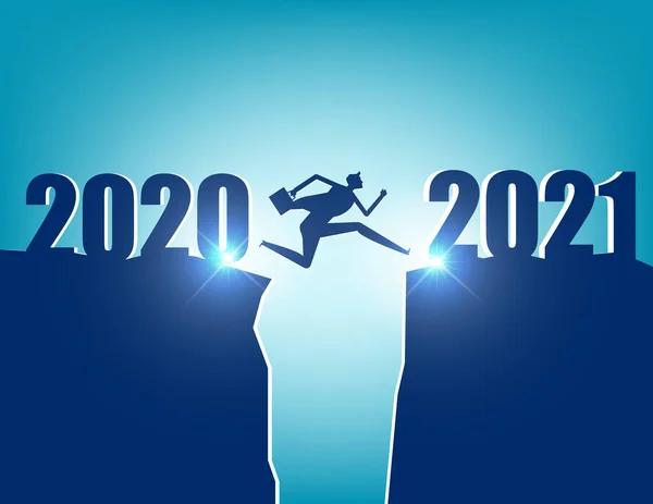 Osoba Biznesowa Skacząca Nowego Roku 202 — Wektor stockowy