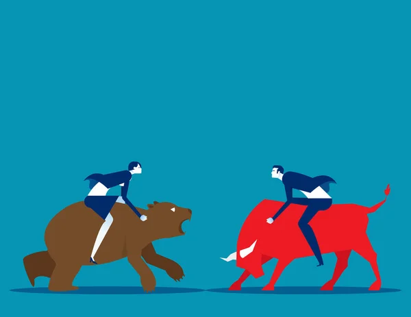 Business People Bull Bear Market Stock Market Exchange — Stock Vector