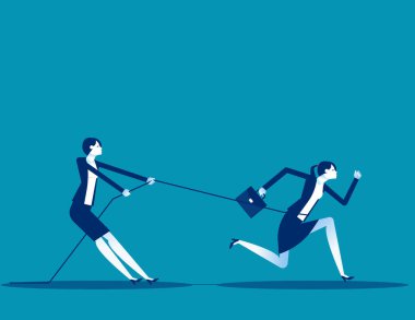 İş adamı arkadaşını çekmek için ip kullanır. Yarışma