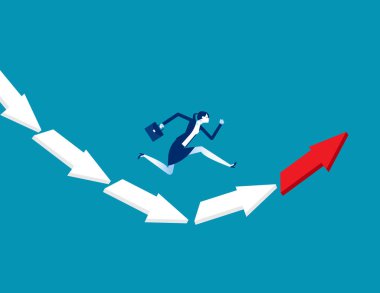 İş kadını düşen oktan yükselen oka atlıyor. Yönlendirme kavramı