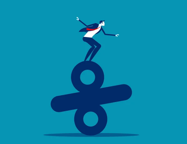 Επιχειρηματίας Στέκεται Στην Κορυφή Του Ποσοστού Έννοια Της Επιχειρηματικής Ισορροπίας — Διανυσματικό Αρχείο