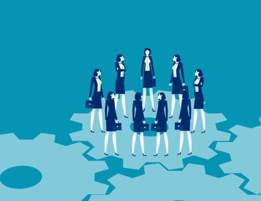 İş adamları takım halinde vites kolluyor. Takım toplantısı vektör kavramı