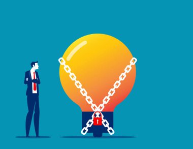 Zincirli fikir metaforu. Ampul kilidi aranıyor