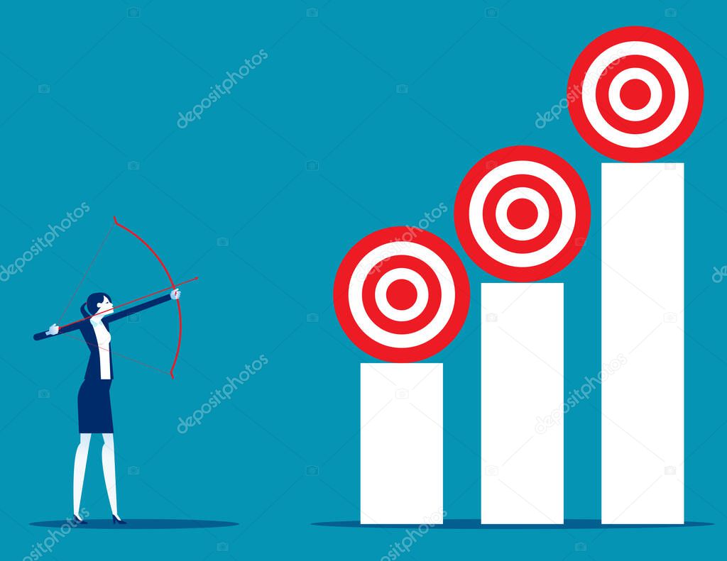 Holding bow and arrow aiming at targets of target at different levels