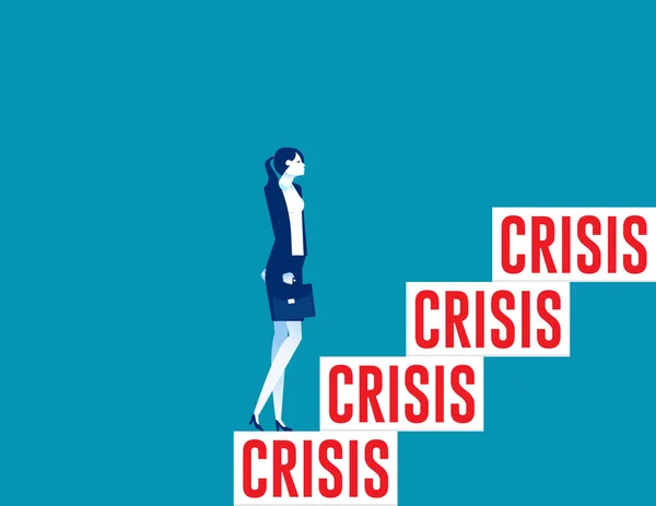 Une Femme Affaires Jusqu Aux Escaliers Crise — Image vectorielle