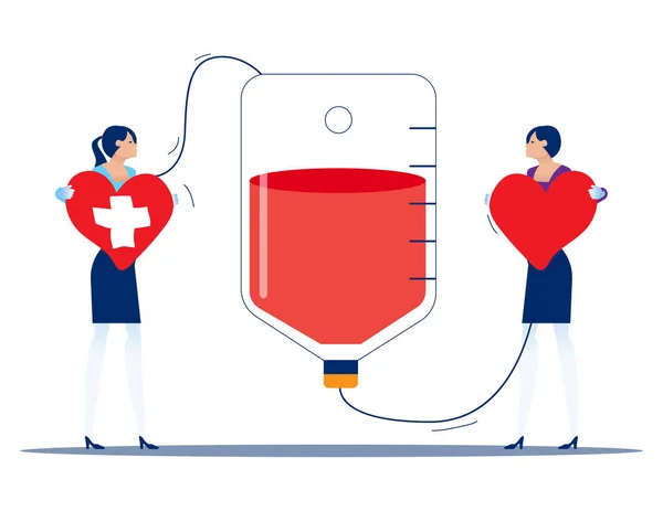 Люди Делают Донорство Крови Получают Пожертвования — стоковый вектор