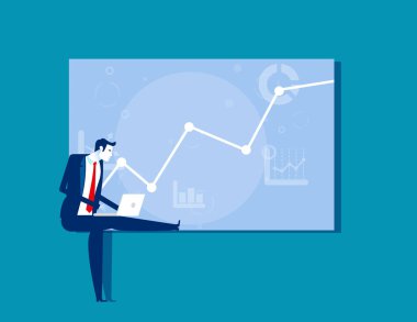Grafik üzerinde çalışan bir iş adamı