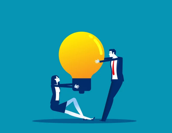 People Fighting Light Bulb Business Competition — Vector de stock