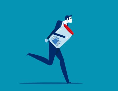 İşadamı tasarruf parasını kaçarak kavanozda tutar.