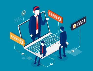 Danışmanla mobil çağrı merkezi. Isometric çevrimiçi müşteri teknik destek kavramı
