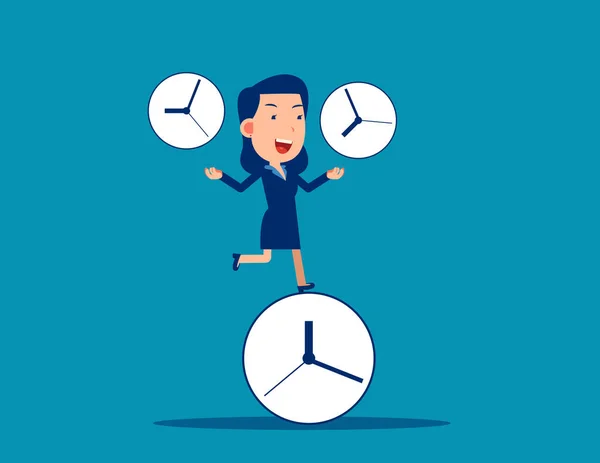 Personaje Negocios Sosteniendo Reloj Control Tiempo Vector Ilustración Concepto — Vector de stock