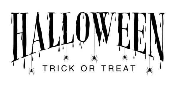 Feliz Banner Texto Halloween Com Aranhas Vector —  Vetores de Stock