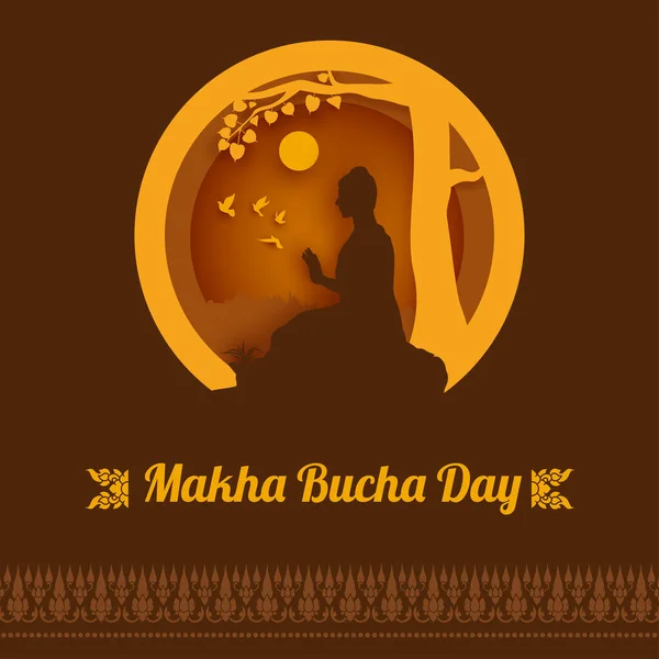 Makha Bucha Day Buddha Entregando Sus Enseñanzas Poco Antes Muerte — Vector de stock