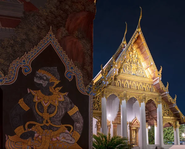 Temple Emerald Buddha Éjjel Bangkokban — Stock Fotó
