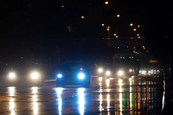 Rains City Streets Cars Motorcycles — Stock Photo, Image