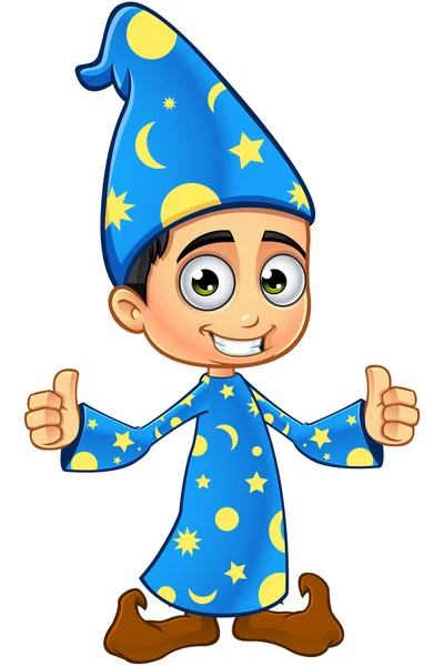 Jongen Wizard In blauw — Stockvector