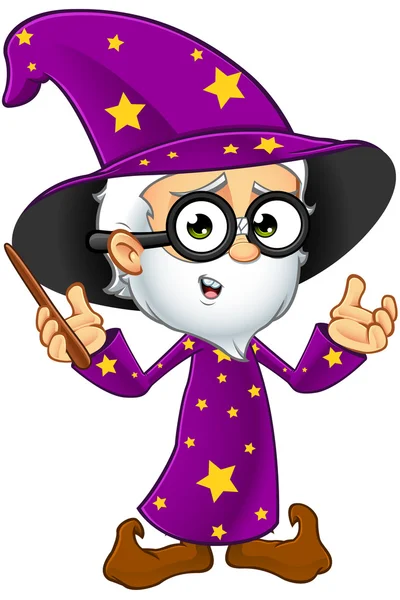 Old Wizard In Purple — Stock Vector
