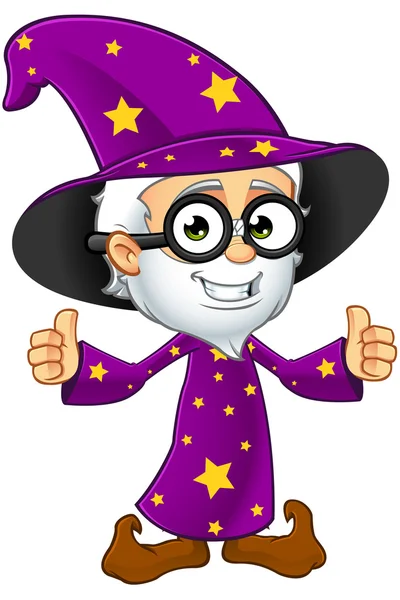 Old Wizard In Purple — Stock Vector