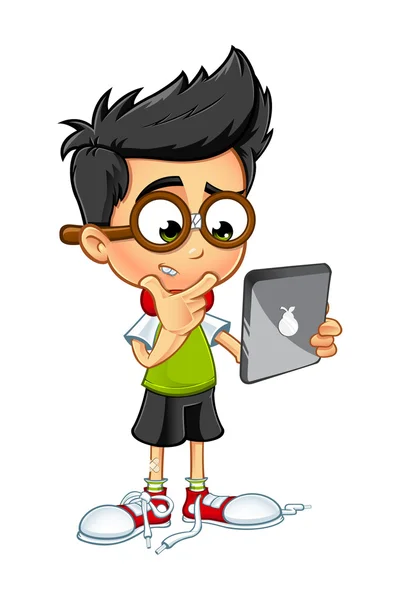 Geek Boy Personaje de dibujos animados — Archivo Imágenes Vectoriales