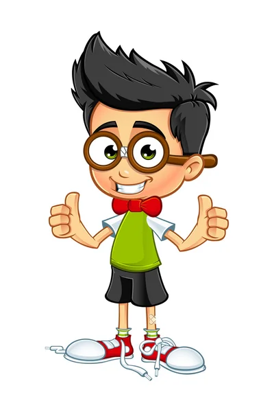 Geek Boy Personaje de dibujos animados — Archivo Imágenes Vectoriales