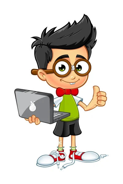 Geek Boy Personaje de dibujos animados — Archivo Imágenes Vectoriales