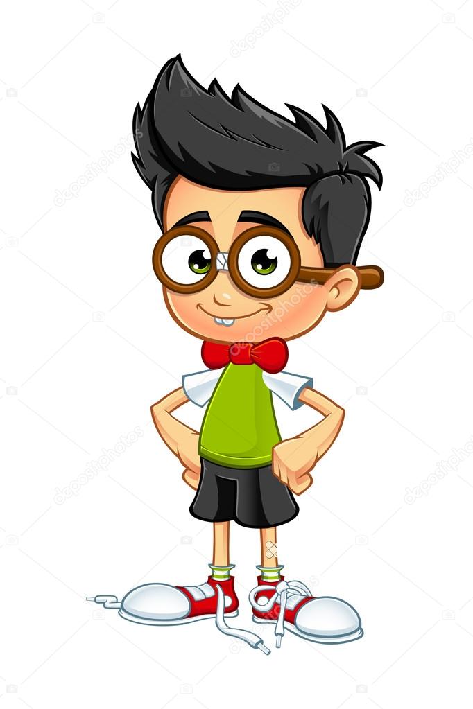 Personnage De Dessin Animé Avec Des Lunettes Smart Kid Cartoon