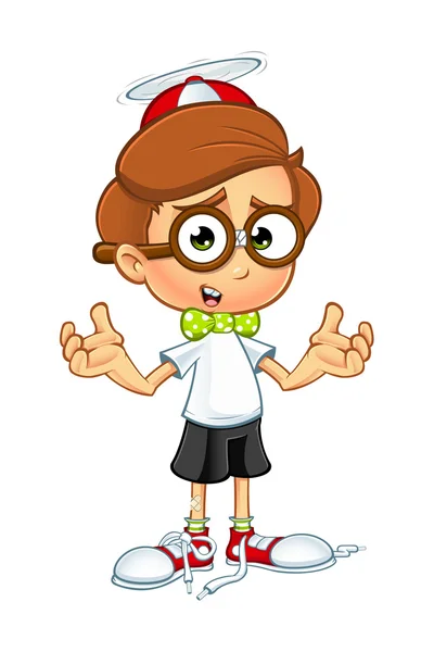 Nerd Junge Cartoon-Figur — Stockvektor