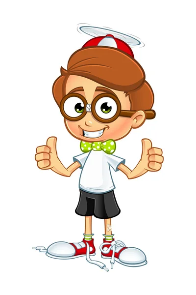 Nerd Boy Personaje de dibujos animados — Vector de stock