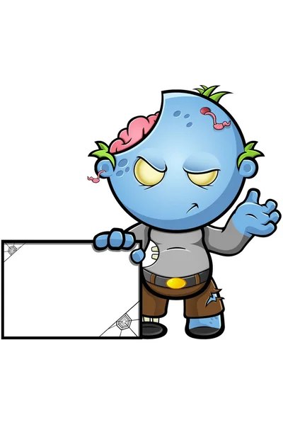 Karakter Zombie Kartun Biru - Stok Vektor