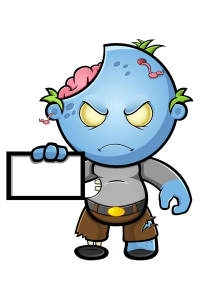 Karakter Zombie Kartun Biru - Stok Vektor