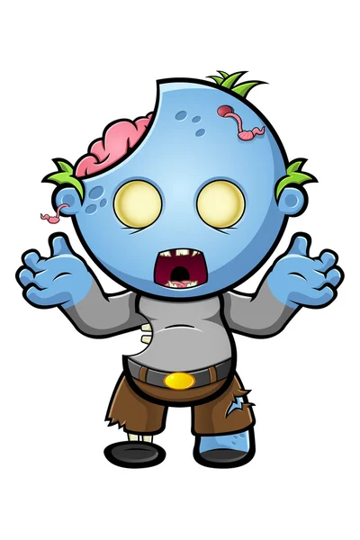 Personnage de zombie de bande dessinée bleue — Image vectorielle