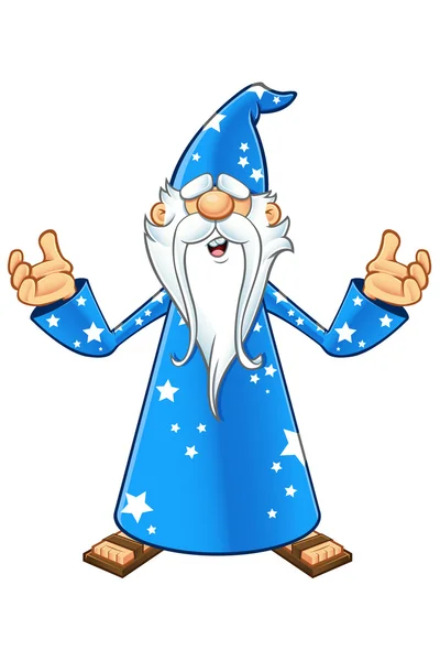 Blue Old Wizard Character — Stock Vector