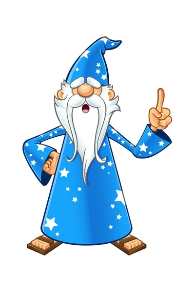 Blauwe oude wizard karakter — Stockvector