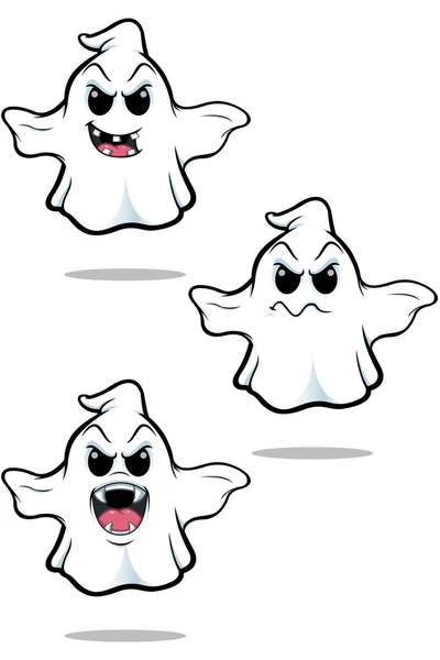 Mean Cartoon Ghost Set — Stock Vector