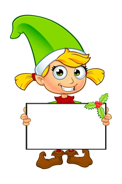 Girl Elf Character In Green — Stock Vector