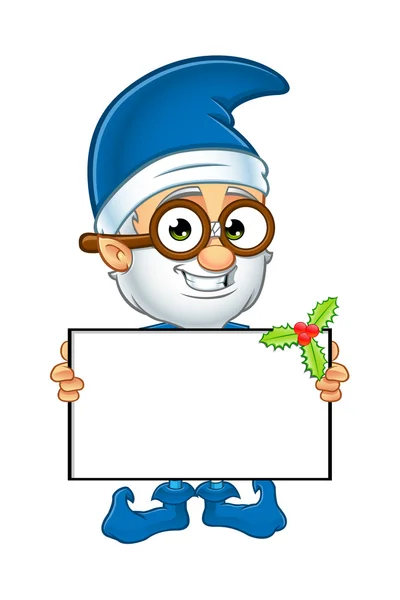 Old Elf Character In Blue — Stock Vector