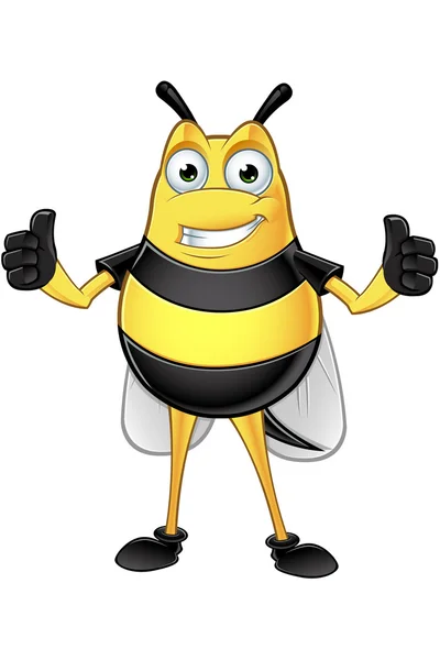 Carácter gordito de la abeja — Vector de stock