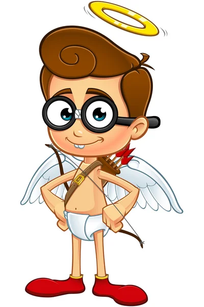 Geeky Cupid Character — Stock Vector
