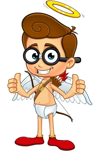 Carácter Geeky Cupido — Vector de stock