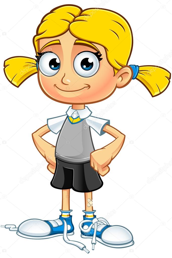 Blonde Anime School Girl Blonde School Girl Character Stock