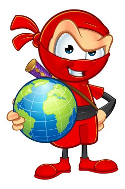 Sneaky Red Ninja Character clipart