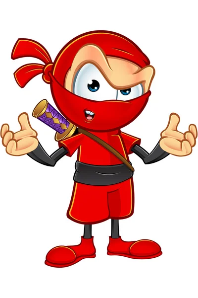 Carattere subdolo ninja rosso — Vettoriale Stock