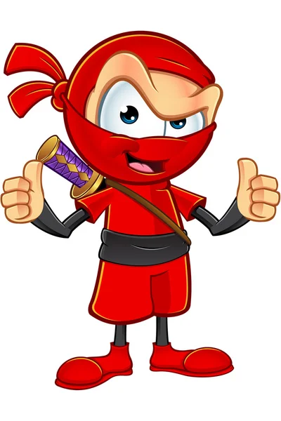 Sneaky Red Ninja Character — Stock Vector