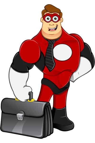 Superhero In Red Character — Stock Vector