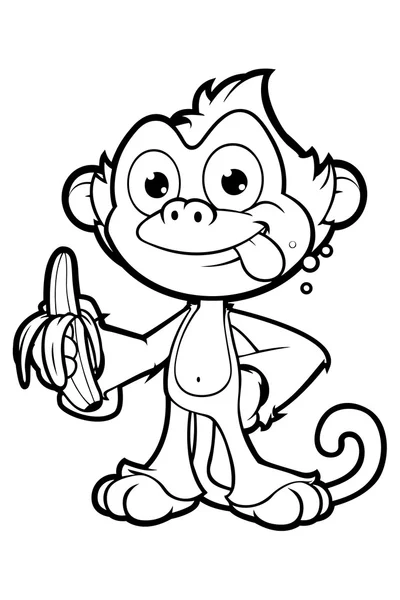 Cheeky Monkey In zwart-wit — Stockvector