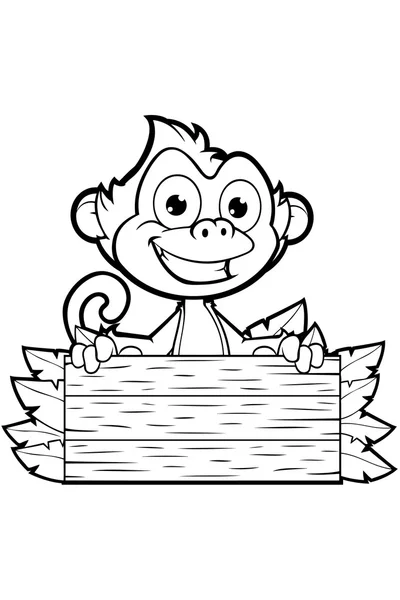 Cheeky Monkey In Black And White — Stock Vector