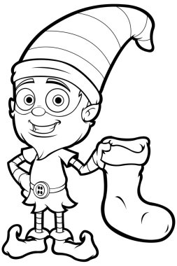 Siyah beyaz eski Elf karakter